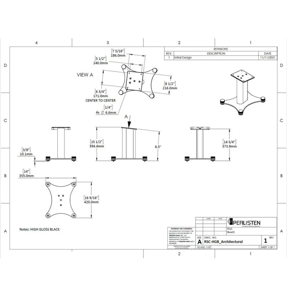 Perlisten Audio RSC-HGB Center Speaker Stand for R Series-6